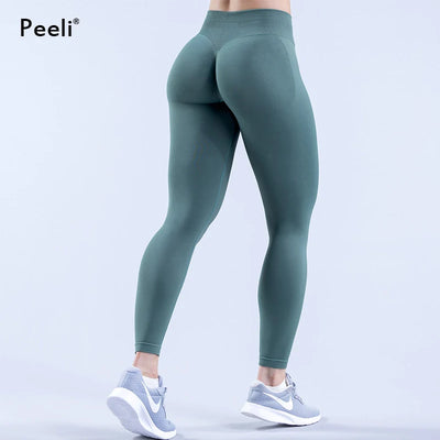 PEELI Seamless Yoga Pants Impact Leggings | High Waist Scrunch Butt Fitness Tights