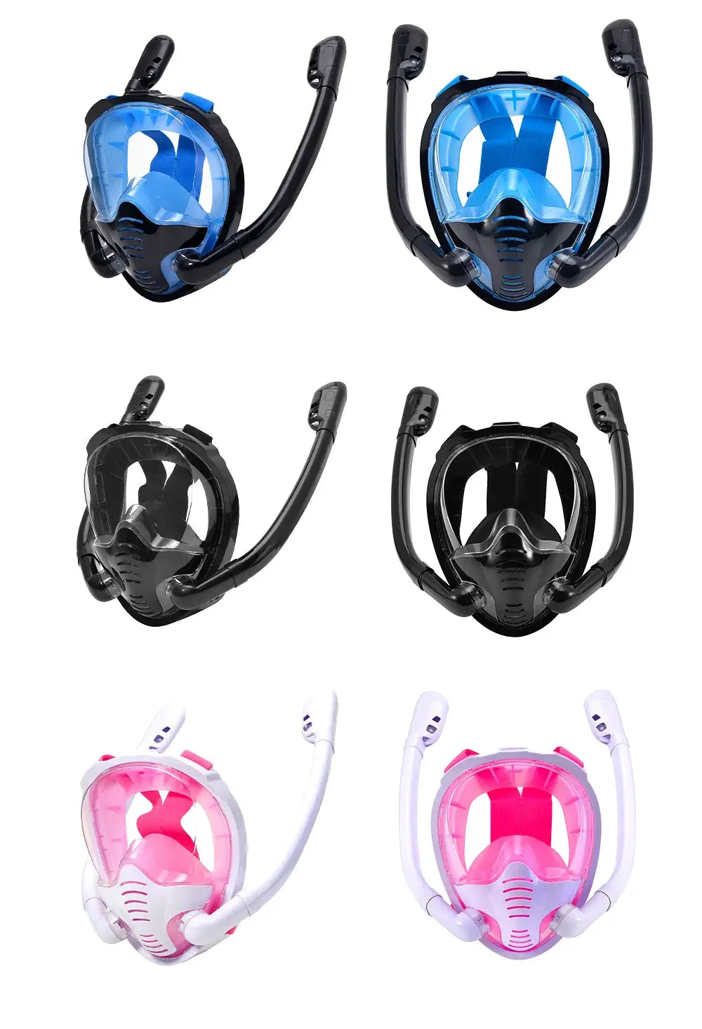 Full Face Snorkel Mask - 180° Panoramic View - Anti-Fog & Anti-Leak - Adjustable Size - Diving and Swimming Goggles