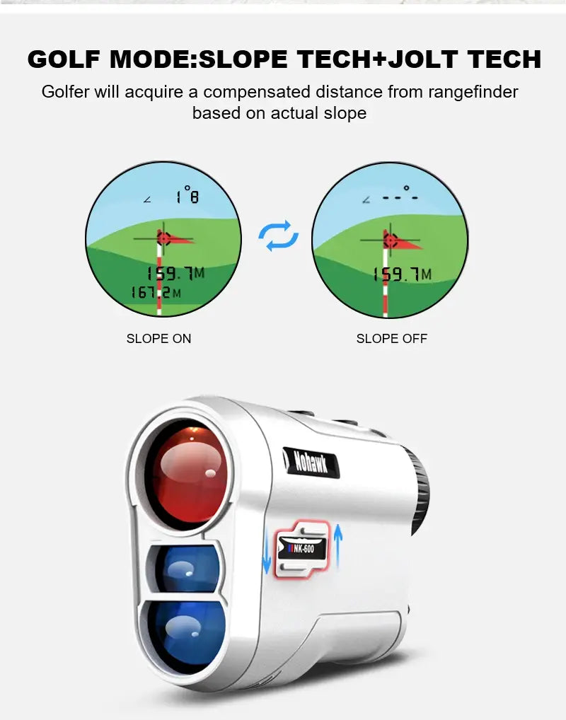 Usb rechargeable laser golf rangefinder with slope compensation | nohawk nkg | 0.1 measurement