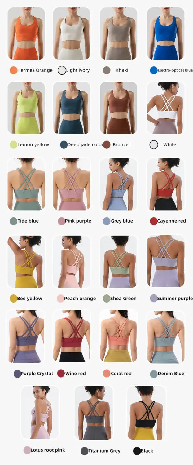 New cross back nylon yoga top women sports bra quick dry workout fitness bra for women gym running