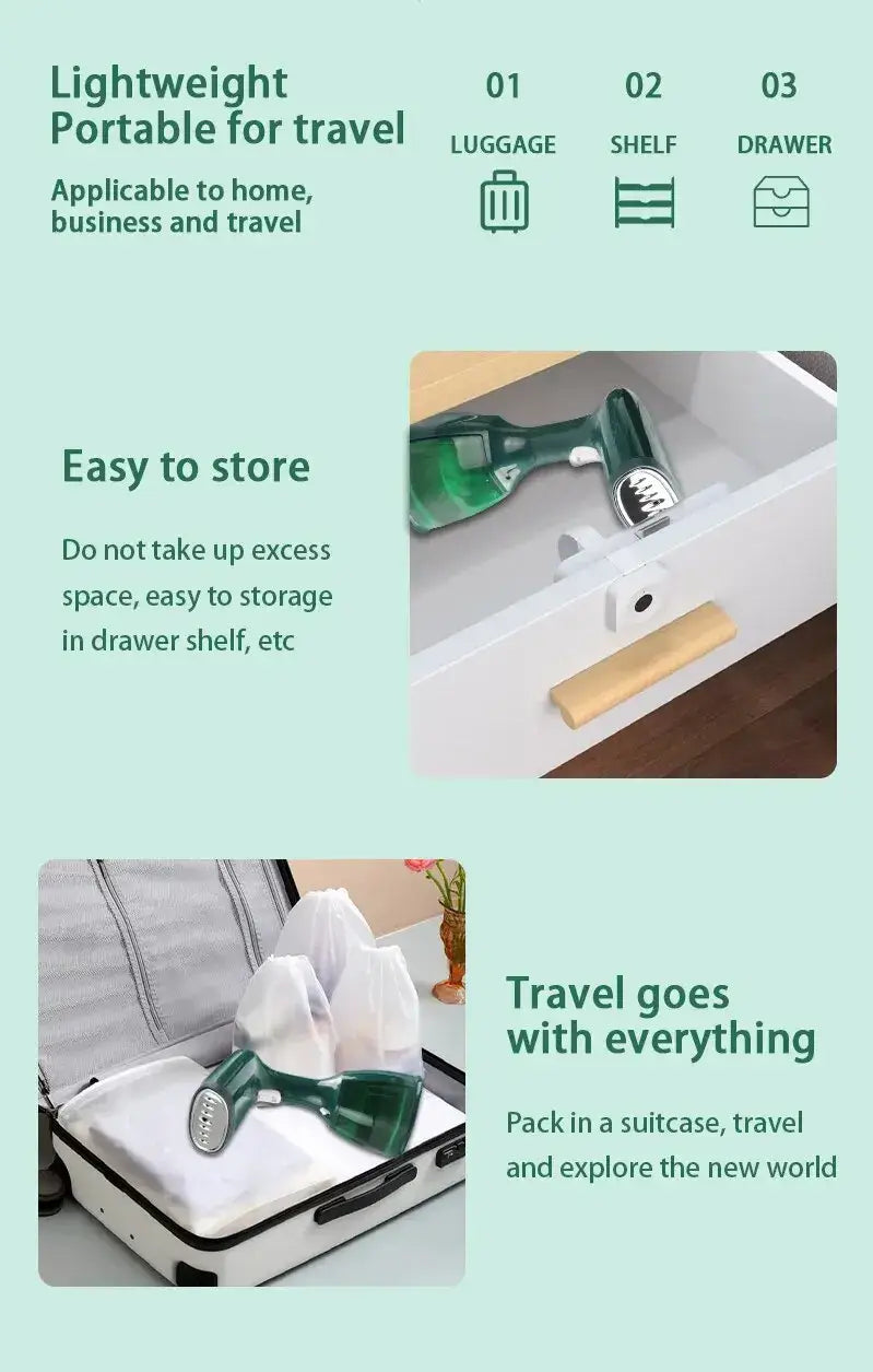 Garment Steamers 280ml Handheld Fabric Steamer 7 Holes 20 Seconds Fast-Heat 1500W Garment Steamer for Home Travelling