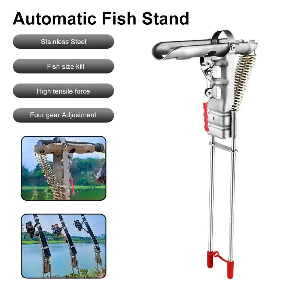 Automatic Fishing Bracket with Spring Loaded Tilt Action - Durable Stainless Steel Rod Holder