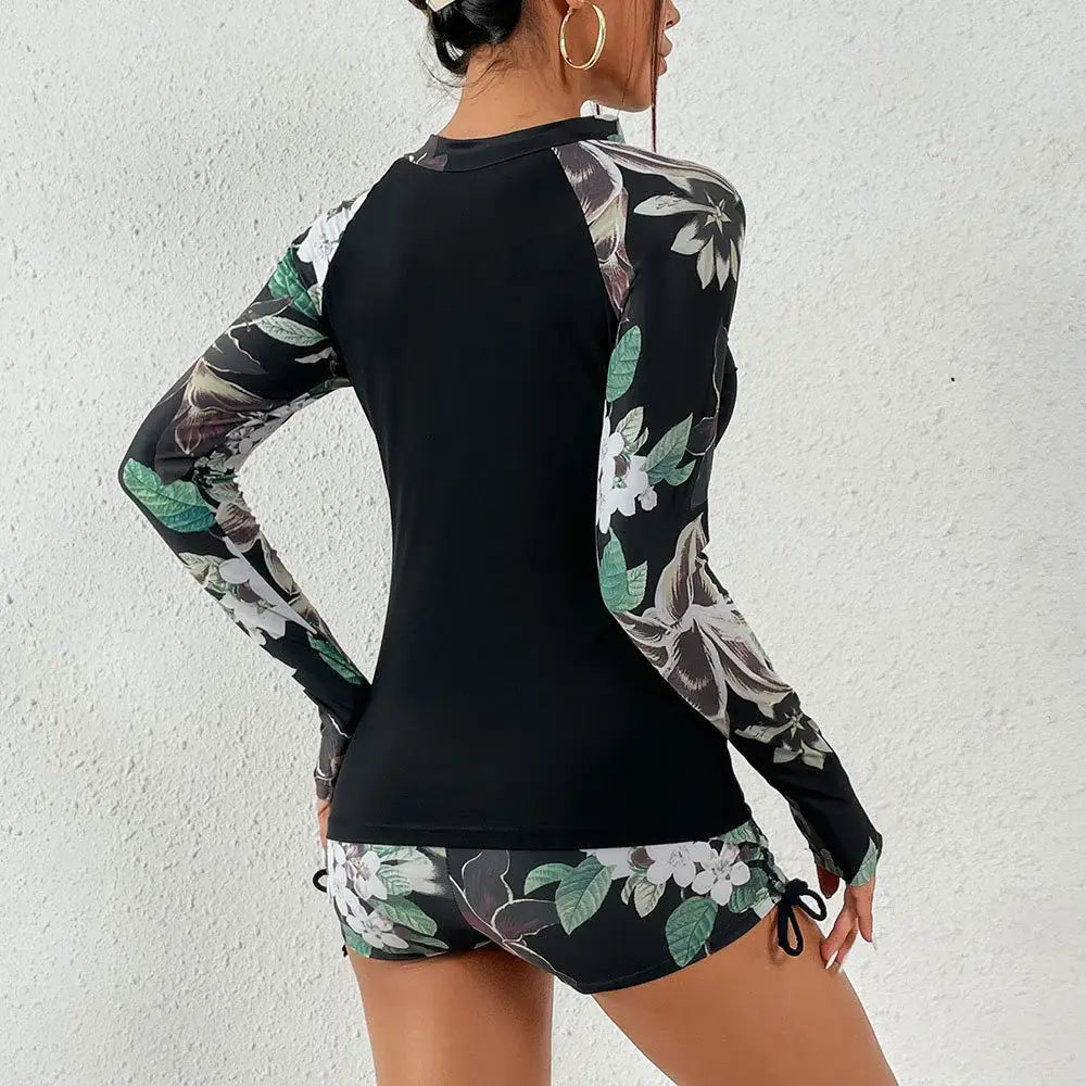 Female Swimsuit With Long Sleeves Swimwear Sports Surfing Tankini Set Beachwear Two-Piece Bathing Suits Pool Women