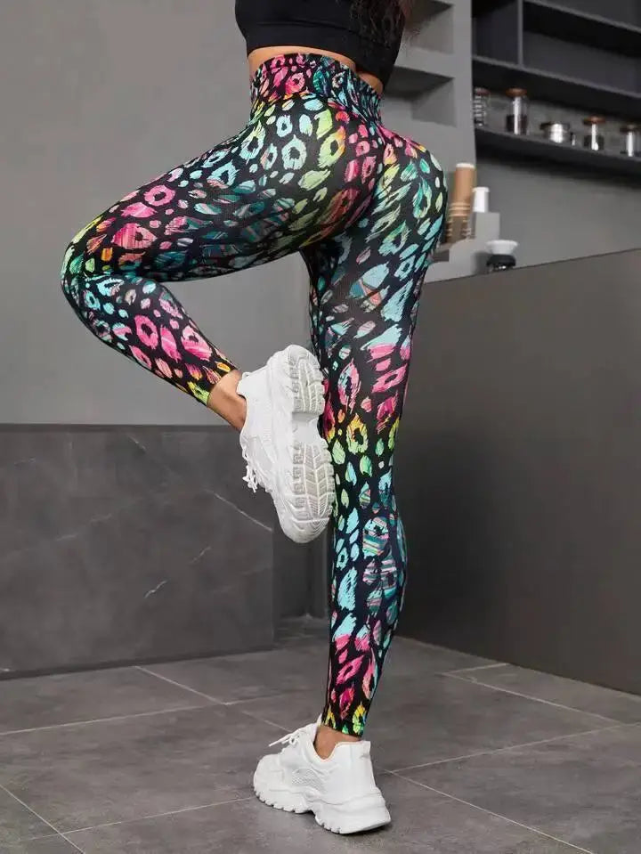 New 3d printed seamless leggings for women - high waist fitness push up gym tights