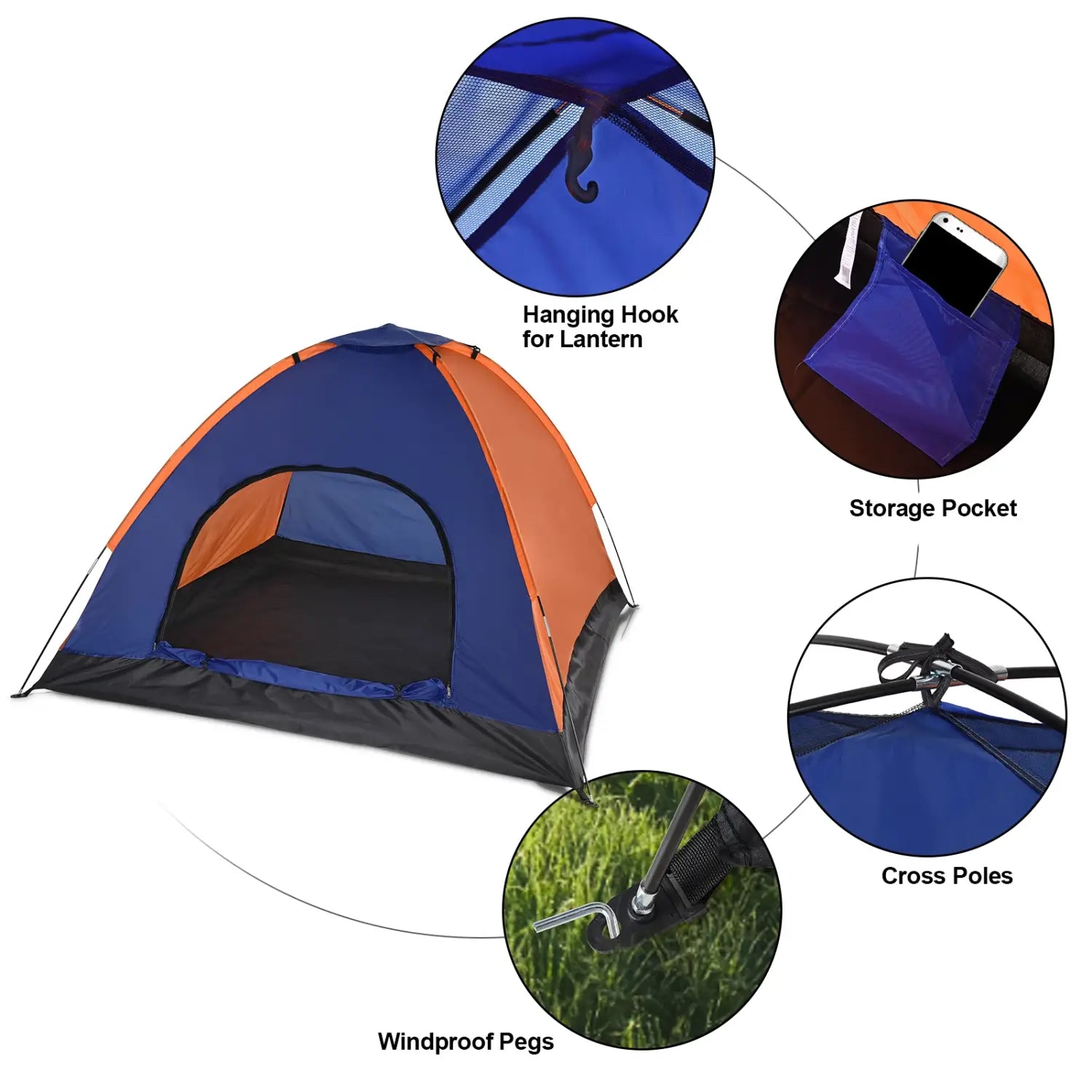 TOMSHOO 3-4 Persons Camping Tent Lightweight Outdoor Backpacking Tent with Rain Fly for Family Camping Hiking Beach