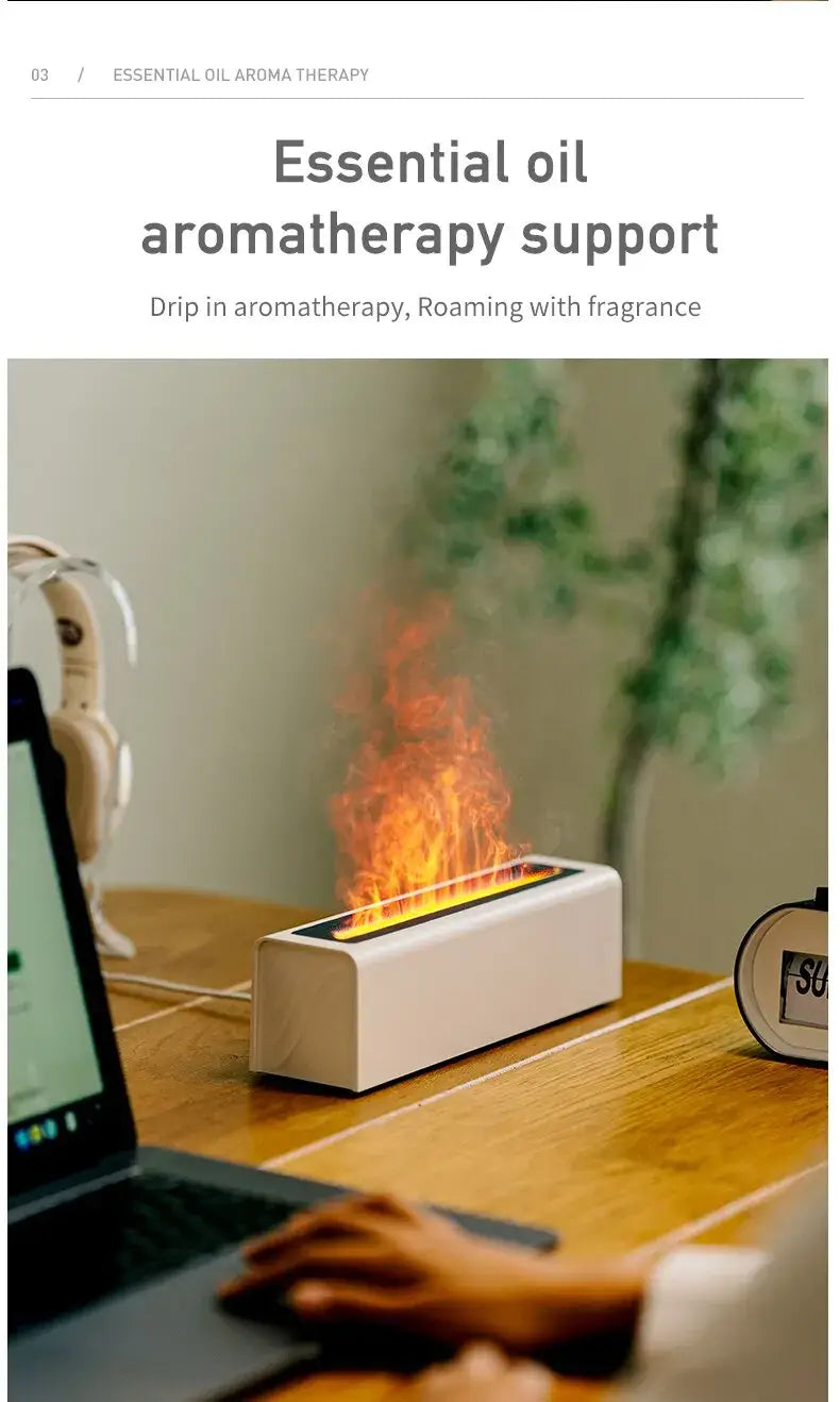 Colorful Simulation Flame Diffuser USB Plug-in Fragrance Office Home Flame Humidification Diffuser Diffuser