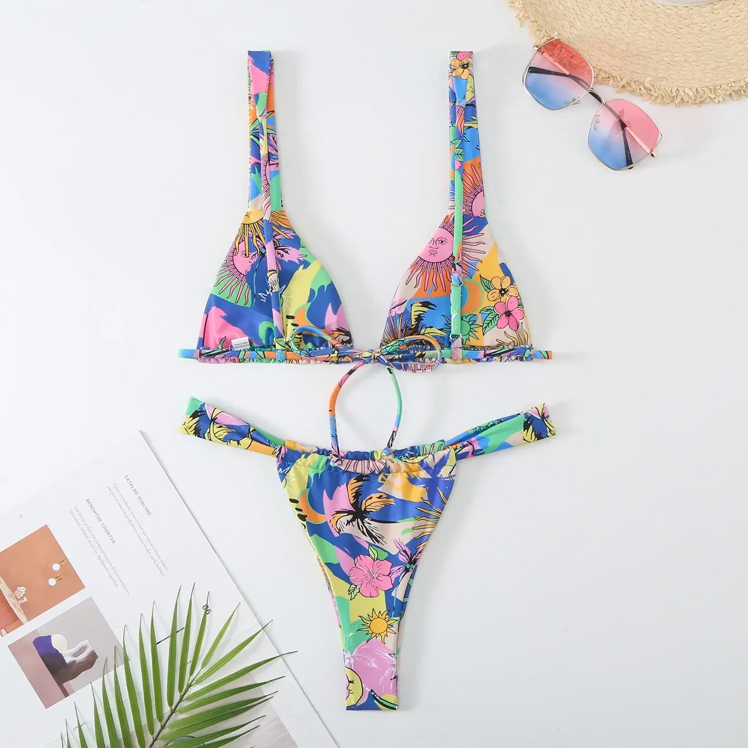 Lovely Floral Bikini Set 2024 - Low Waist 2-Piece Swimsuit Sexy Thong Swimwear for Women - Beach Vacation Bathing Suit