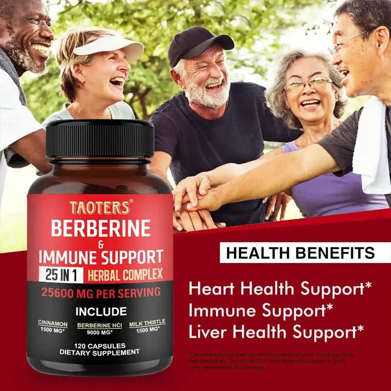 25,600 mg of berberine per serving supports heart health immune function cardiovascular and gi care