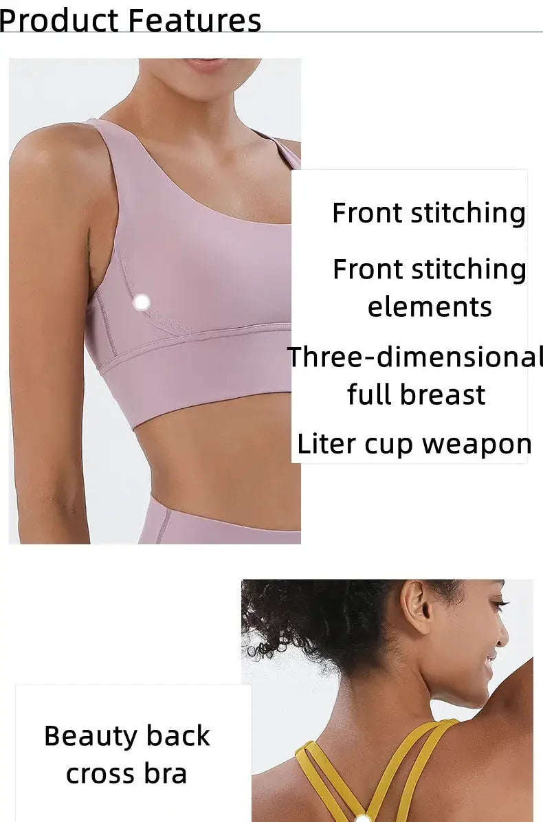 New cross back nylon yoga top women sports bra quick dry workout fitness bra for women gym running