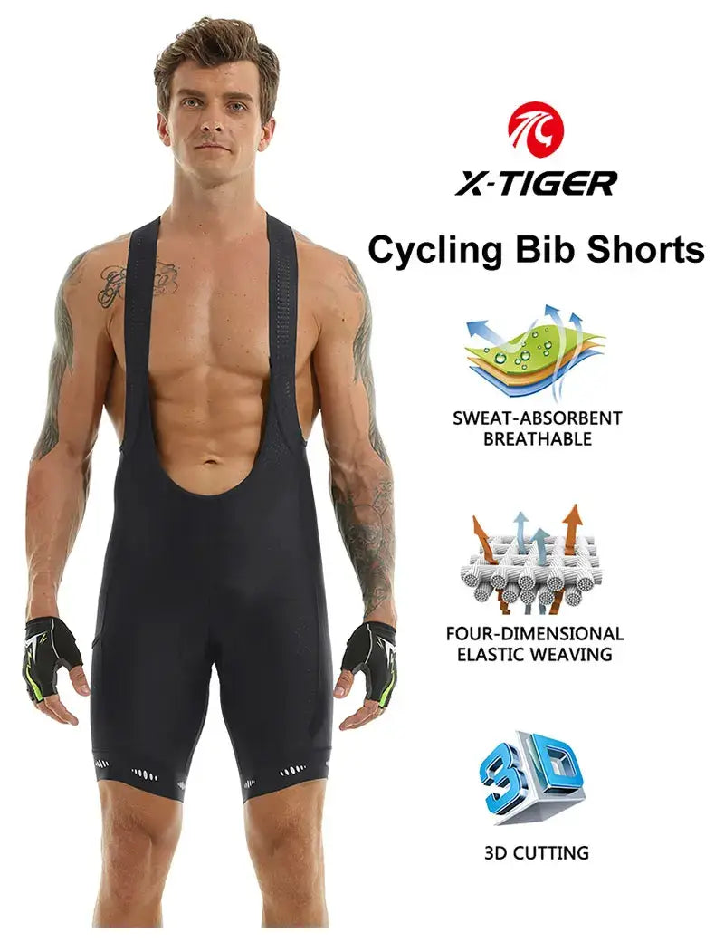 X-tiger men’s cycling bib shorts with pocket - upf 50 + quick-dry polyester - competitive edition