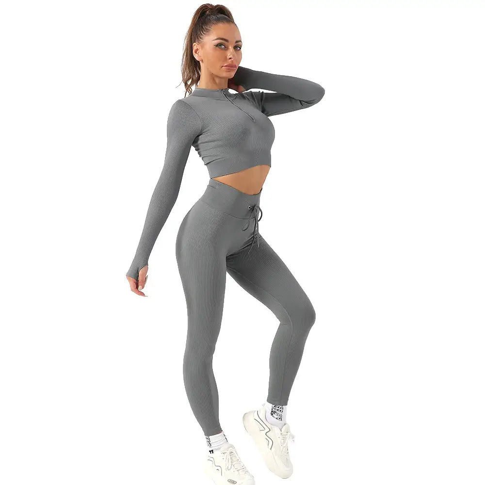 US Stock OhSunny Seamless Gym Clothing Workout Clothes for Women Tracksuit Gym Set High Waist Sport Outfit Fitness Top