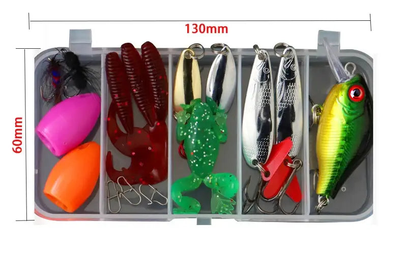 Fishing Lures Set - 17pcs Kit with Hard Artificial Wobblers Metal Jig Spoons Soft Lure Fishing Silicone Bait