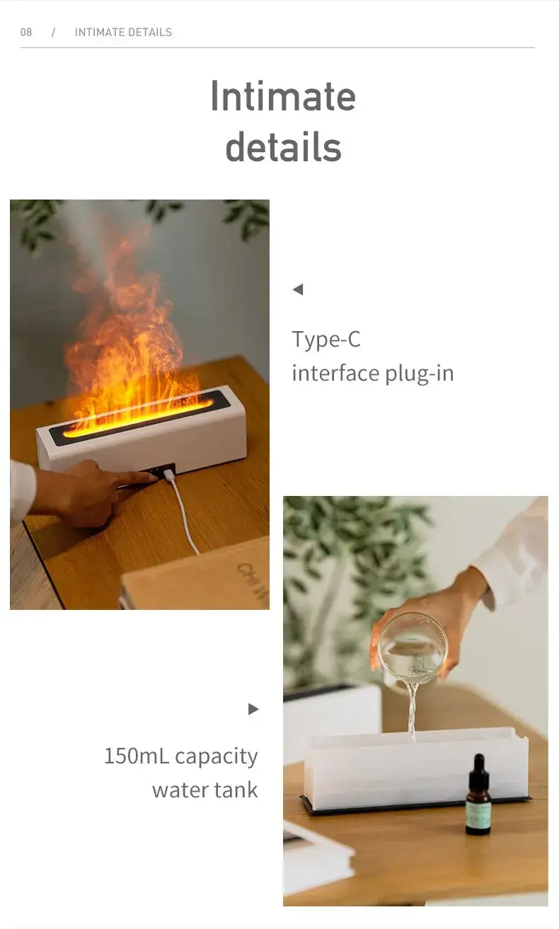 Colorful Simulation Flame Diffuser USB Plug-in Fragrance Office Home Flame Humidification Diffuser Diffuser