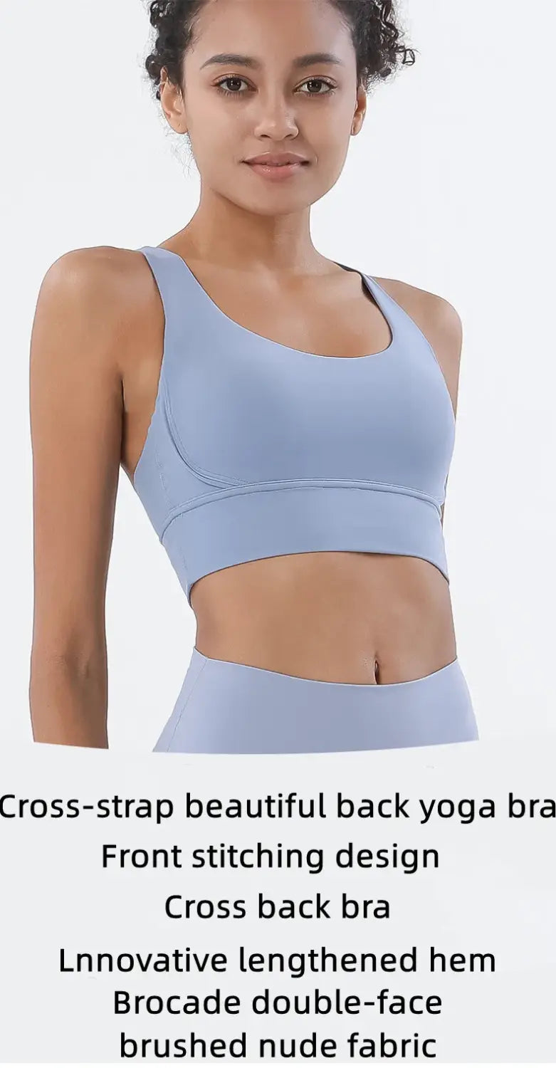 New cross back nylon yoga top women sports bra quick dry workout fitness bra for women gym running