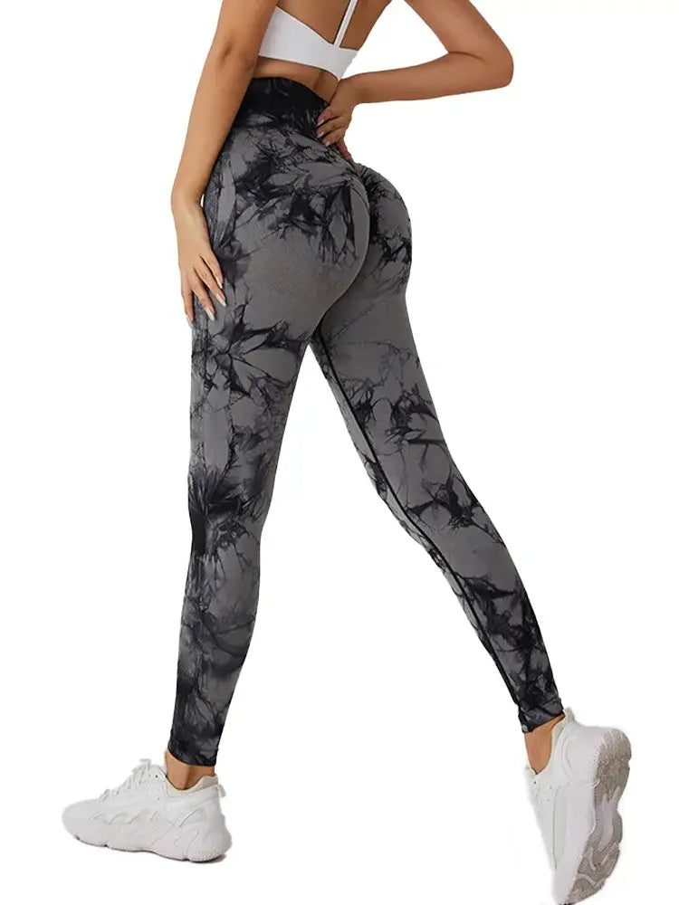 Tie Dye Push Up High Waist Leggings Stretch Athletic Women Sexy Pants Casual Seamless Gym Knitting Leggings Femme