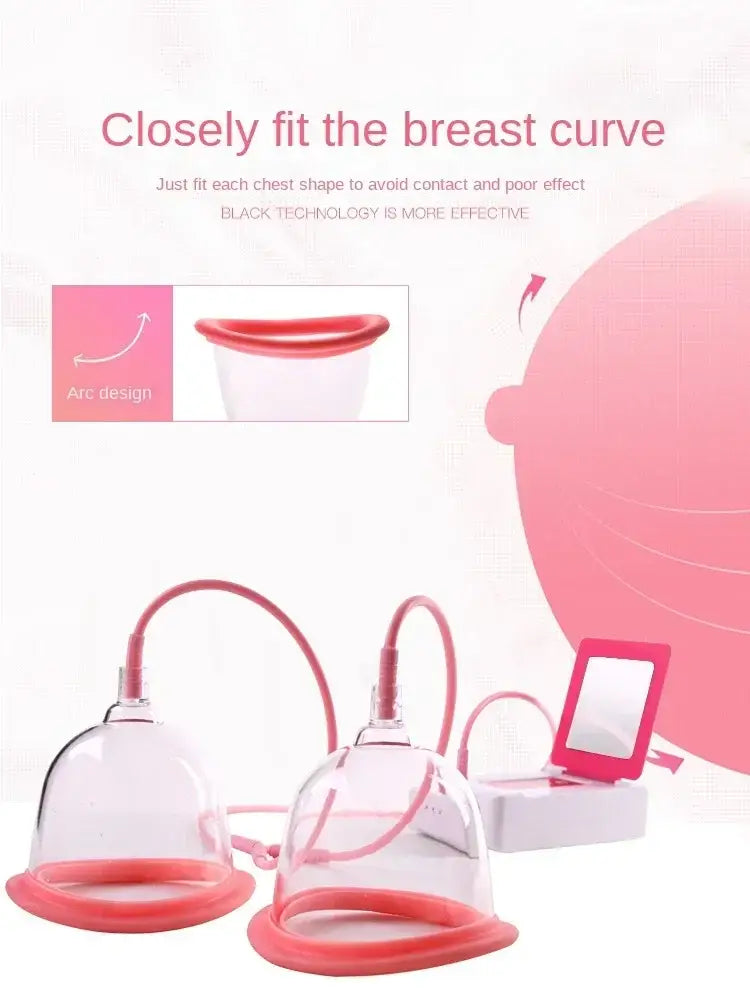 Electric chest massage device - breast enlargement vacuum pump with double suction cups