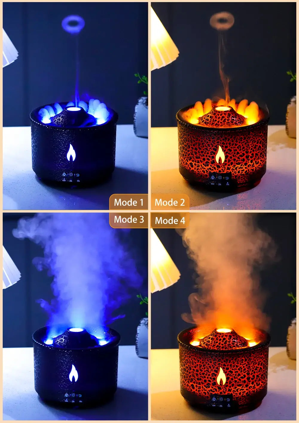 Volcano fire flame air humidifier aroma diffuser essential oil with remote control jellyfish