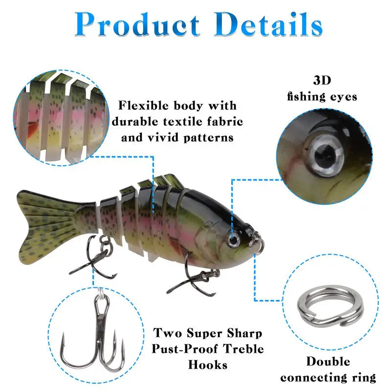 3pcs Sinking Fishing Lures Multi Jointed Swimbait Bionic Artificial Bait Freshwater Saltwater Trout Bass Fishing