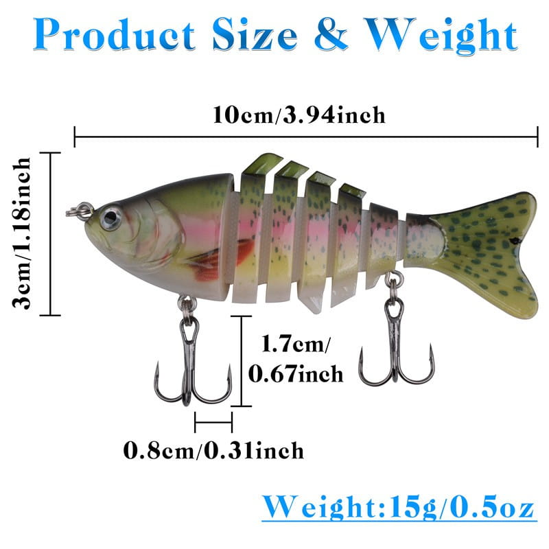 3pcs Sinking Fishing Lures Multi Jointed Swimbait Bionic Artificial Bait Freshwater Saltwater Trout Bass Fishing