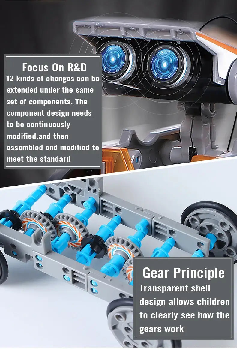 12-in-1 Science Experiment Solar Robot Kit for Kids | DIY Building Powered Learning Tool | STEM Education Robotics