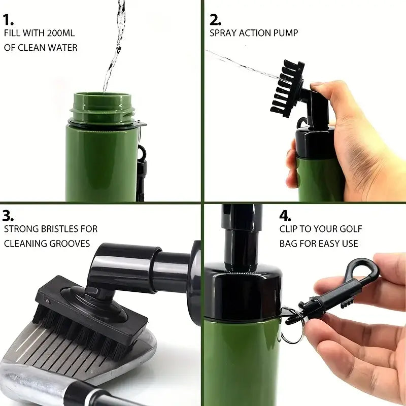 1pc Golf Club Cleaner Groove Tube Golf Brush Golf Club Brush with Leakproof Reservoir Tube Squeeze Bottle for Easy