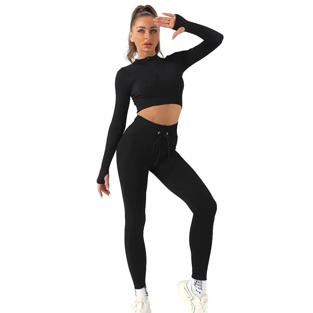 US Stock OhSunny Seamless Gym Clothing Workout Clothes for Women Tracksuit Gym Set High Waist Sport Outfit Fitness Top