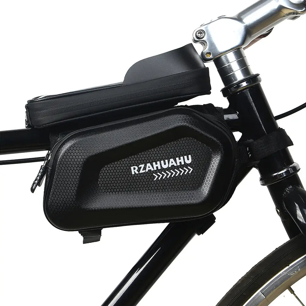 7 Inch Waterproof Hard Shell Bike Front Frame Bag with Touch Screen - Top Tube Storage Organizer