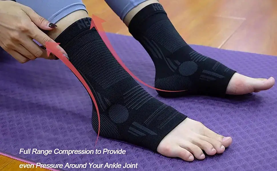 Ankle Brace Compression Sleeve Support for Achilles Tendonitis Plantar Fasciitis Joint Pain Swelling Heel Spurs Injury