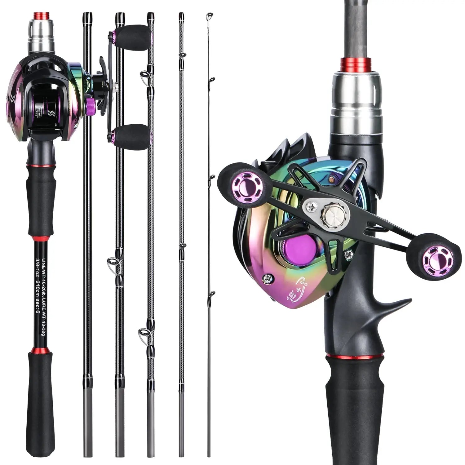 Sougayilang fishing rod reel combo 1.8-2.1m 7.2:1 high speed baitcasting lure fishing rod 19 + 1bb