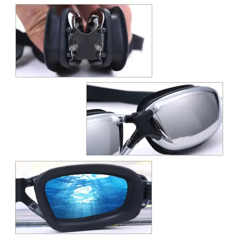 Adults waterproof adjustable band diving silicone uv protection anti-fog swimming goggles