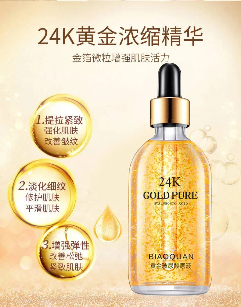 24K Gold Hyaluronic Acid Serum - Anti Aging Facial Lifting Collagen ...