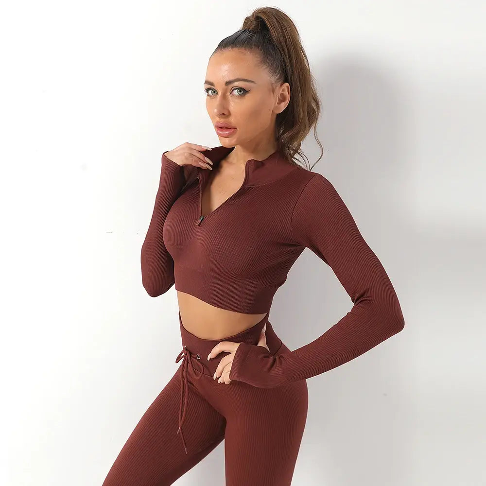 US Stock OhSunny Seamless Gym Clothing Workout Clothes for Women Tracksuit Gym Set High Waist Sport Outfit Fitness Top