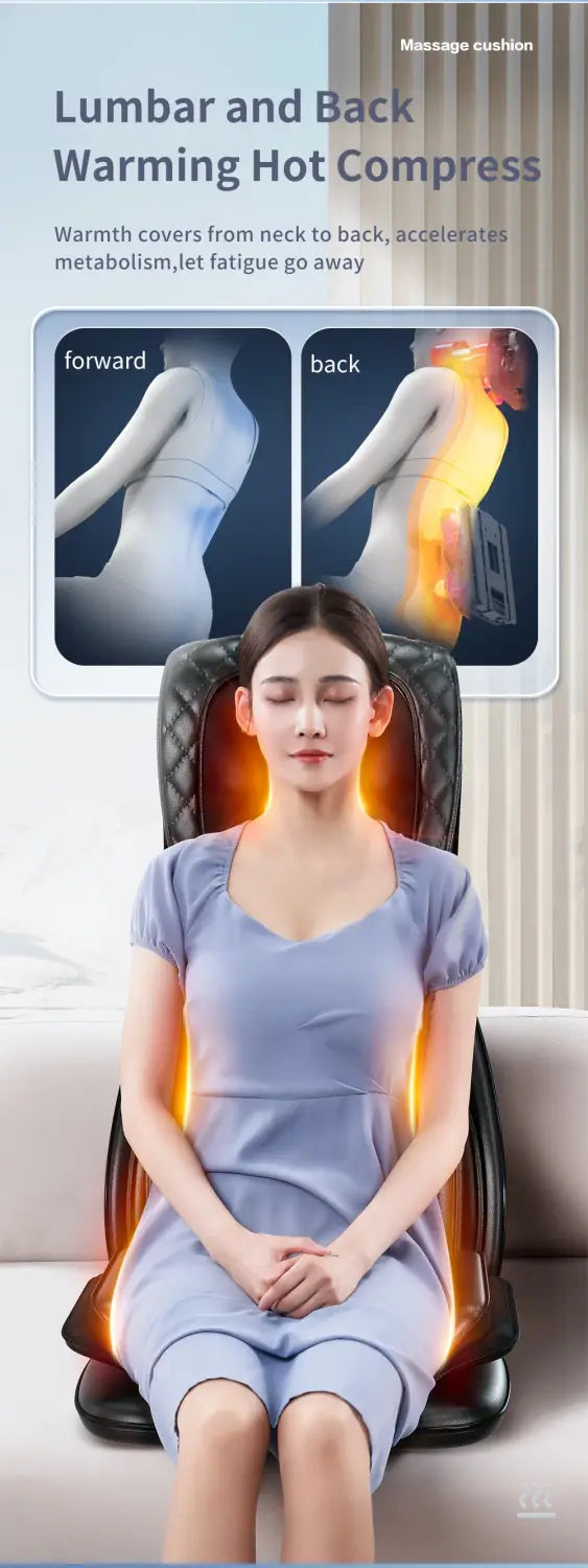 Electric Full Body Massage Cushion Seat Chair with Air Compression Heat Shiatsu Tapping Kneading Vibration - Relaxation