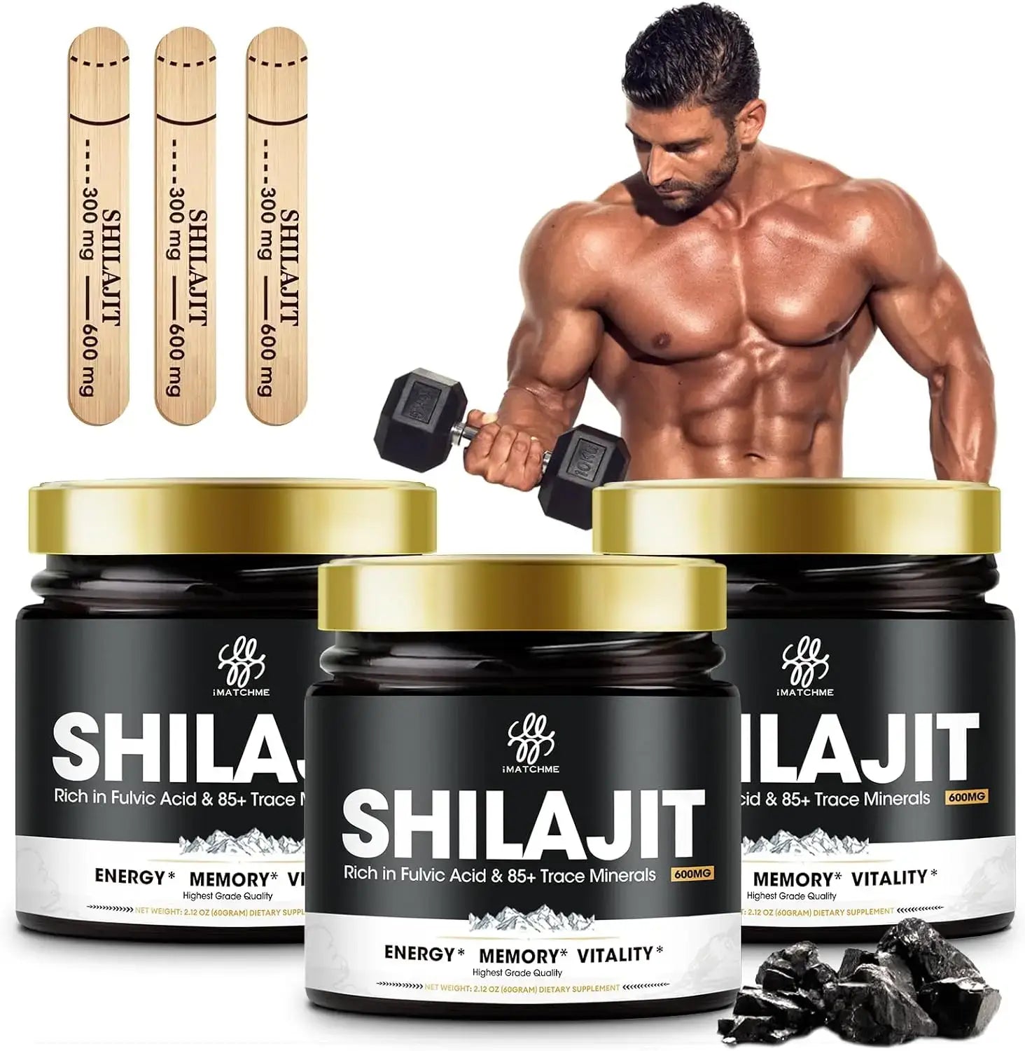 Shilajit pure himalayan organic resin - gold grade shilajit resin with fulvic acid & 85 + trace