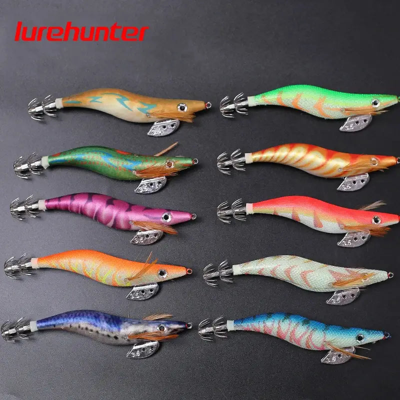 10PCS Shrimp Bag 3D Printing Squid Cuttlefish Jigs Lures Fishing Wood Shrimp Lure - Fishing Lures Set