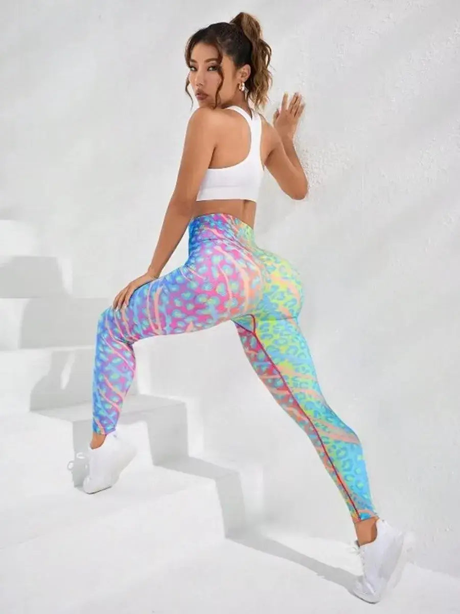 New 3d printed seamless leggings for women - high waist fitness push up gym tights