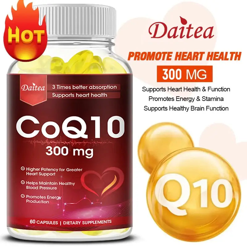 Coenzyme Q-10 300mg Antioxidant Supports Heart Cardiovascular Brain Health Balanced Energy Levels Endurance