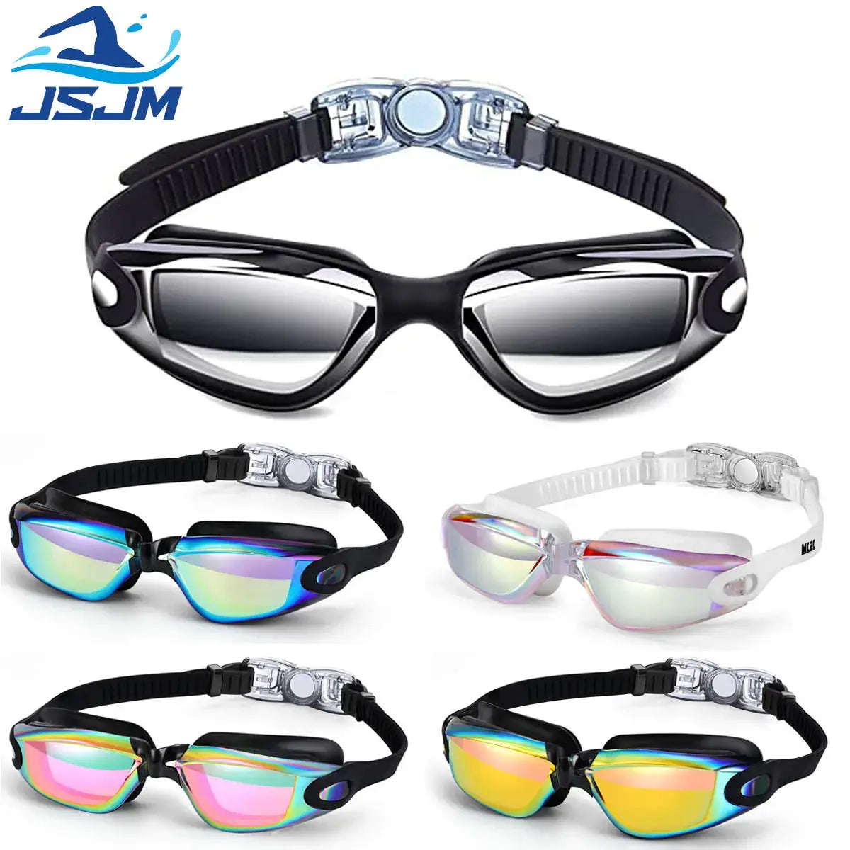 JSJM New Professional Adult Anti-fog UV Protection Lens Men Women Swimming Goggles Waterproof Adjustable Silicone Swim