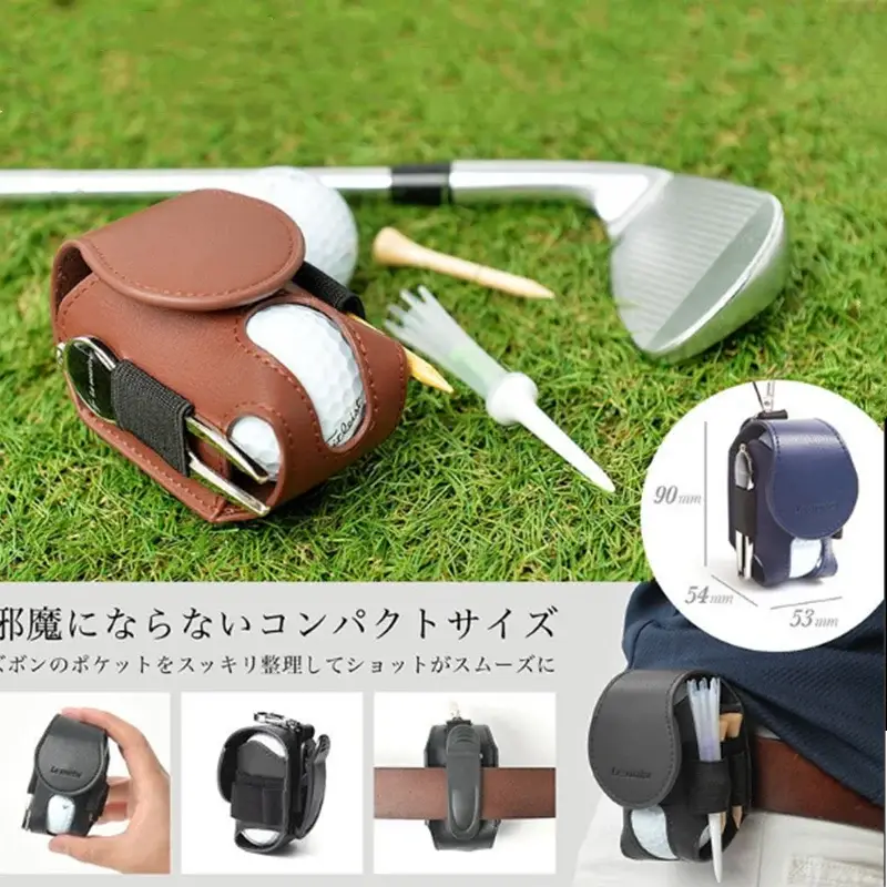 YY High Quality Leather Golf Ball Pouch Bag Outdoor Leather Golf Ball Pouch Golf Ball Waist Bag