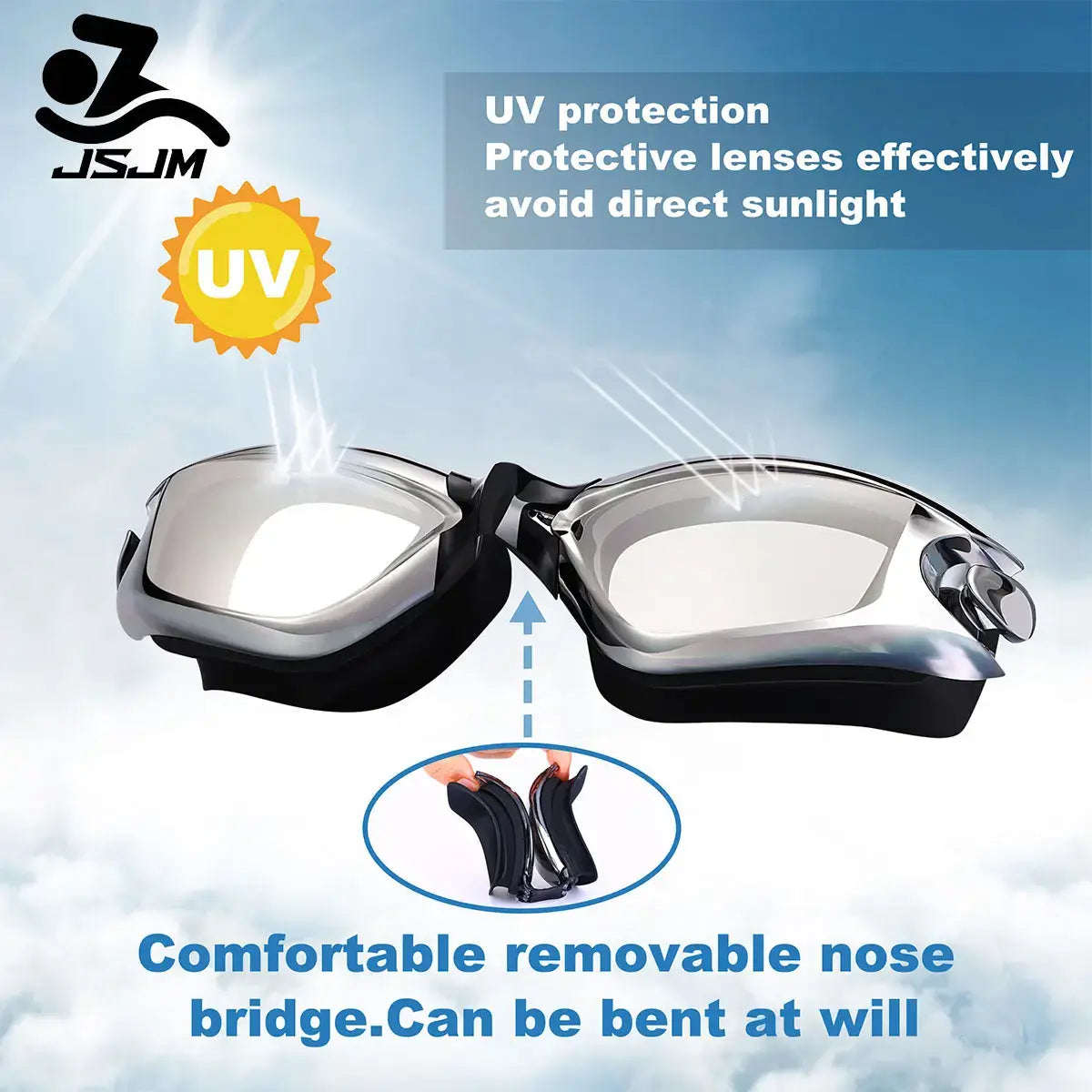 JSJM New Professional Adult Anti-fog UV Protection Lens Men Women Swimming Goggles Waterproof Adjustable Silicone Swim