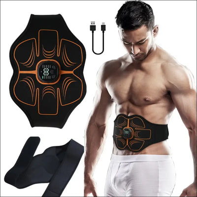 Abs trainer ems abdominal muscle stimulator belt - 10 modes, 30 gear strength - usb rechargeable -