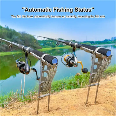 Automatic fishing bracket with spring loaded tilt action - durable stainless steel rod holder Default Title