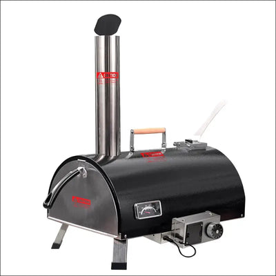 Black pizza oven outdoor 12" automatic rotatable pizza ovens portable stainless steel wood fired