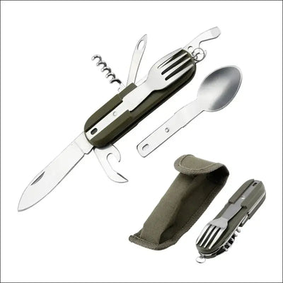 Camping cutlery stainless steel folding knife fork spoon portable outdoor tableware camping