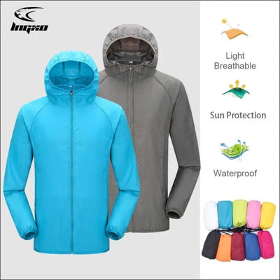 Camping rain jacket - waterproof sun protection windbreaker