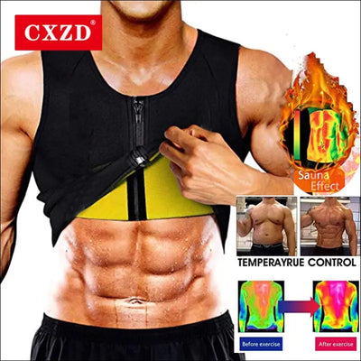 Cxzd men neoprene sauna suit hot body shaper corset for weight loss with zipper waist trainer vest