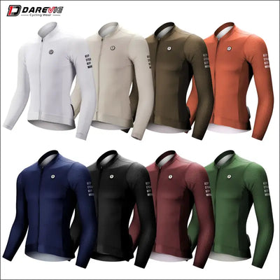 Darevie long sleeve cycling jersey - pro aero slim fit, breathable, quick dry