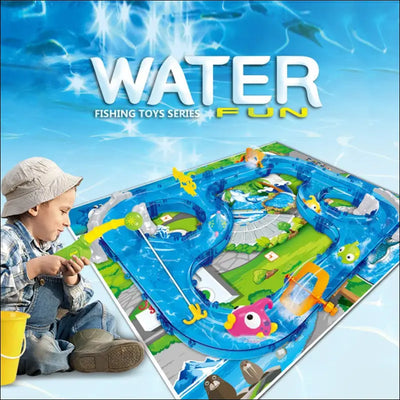 Diy assembly track fishing game waterway park floating bath water toys