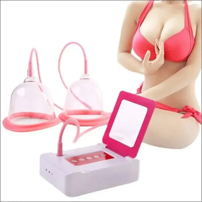 Electric chest massage device - breast enlargement vacuum pump with double suction cups