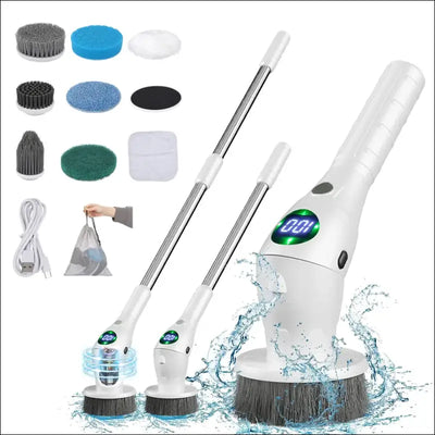 Electric cleaning brush 8 in 1 wireless rotatable scrubber for bathroom, kitchen, windows, toilet -